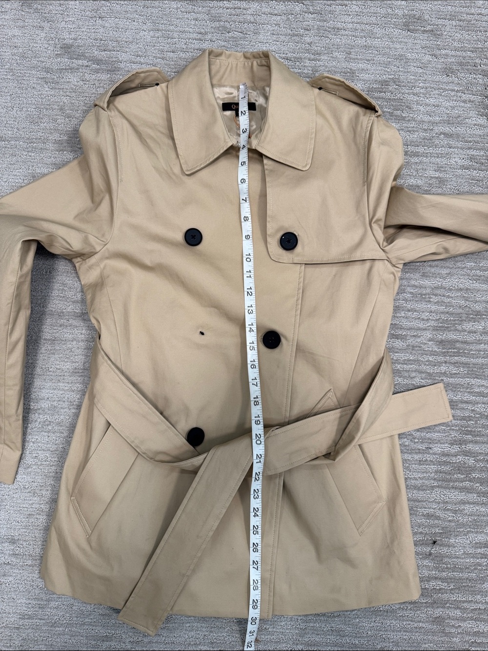 Quince NWT Comfort Stretch Short Trench Coat Light Khaki Size Small - Picture 11 of 12